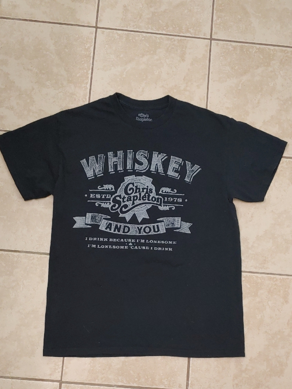 Chris Stapleton Whiskey and You T Shirt Black Unisex Size M